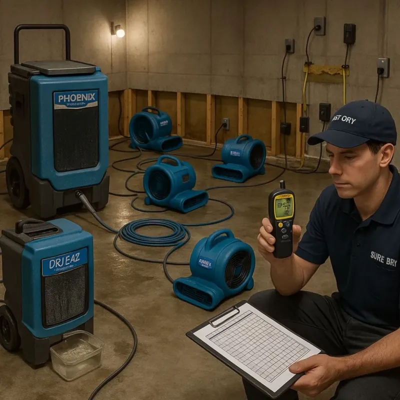 Structural Drying and Dehumidification process in DeCordova, TX